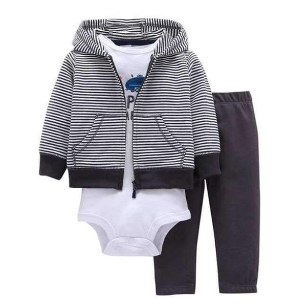 Planet Gates 21 / 9M Newborn Baby boy Girls 3 Pieces Set Clothes Hooded Zipper Full Sleeve Open flowers Coat+Full Sleeve Bodysuits+Pants