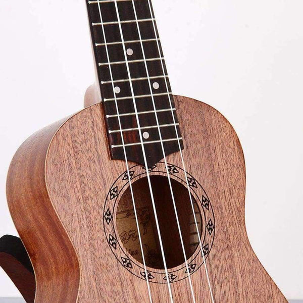 Planet Gates 21 Inch Ukulele Sapele Soprano Four Strings 15 Frets Natural Color Hawaii Guitar Wood Musical Laser Engraving Instrument Brown