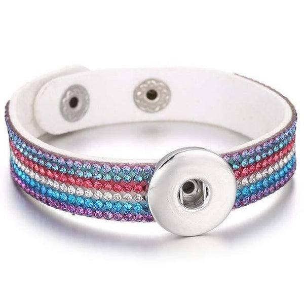 Planet Gates 21 Jewelry Rhinestone Leopard Leather 18mm Snap Button Bracelet Couple Punk Leather Bracelet Armband Snap Jewelry