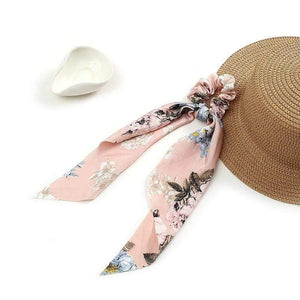 Women Streamers Scrunchies Polka Dot Floral Print Elastic Bow Hair Rope Girl Hair Ties Korean Sweet Hair Accessories Headwear