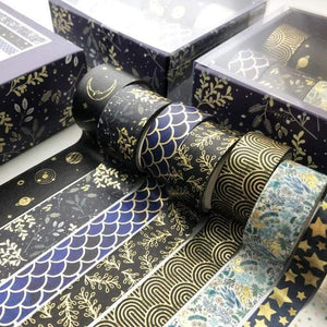 Planet Gates 211108 10 Pcs/set Color Geometric Lattice Gold Washi Tape Set Scrapbooking Decorative Adhesive Tapes Paper Japanese Stationery Sticker