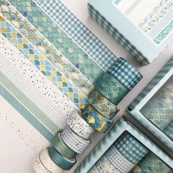 Planet Gates 211108 10 Pcs/set Color Geometric Lattice Gold Washi Tape Set Scrapbooking Decorative Adhesive Tapes Paper Japanese Stationery Sticker