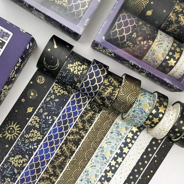 Planet Gates 211108 10 Pcs/set Color Geometric Lattice Gold Washi Tape Set Scrapbooking Decorative Adhesive Tapes Paper Japanese Stationery Sticker
