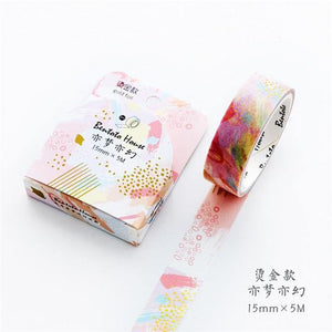 Planet Gates 211108 F Various Floral Foil Washi Tape DIY Decorative Masking Sticky Adhesive Tape For Scrapbooking & Phone Decoration