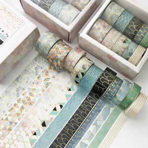 Planet Gates 211108 geometric 10 Pcs/set Color Geometric Lattice Gold Washi Tape Set Scrapbooking Decorative Adhesive Tapes Paper Japanese Stationery Sticker