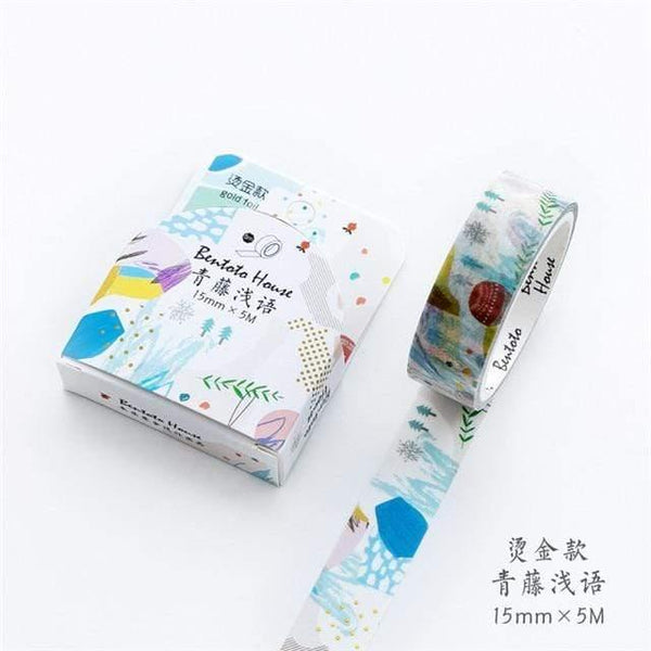 Planet Gates 211108 H Various Floral Foil Washi Tape DIY Decorative Masking Sticky Adhesive Tape For Scrapbooking & Phone Decoration