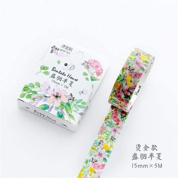 Planet Gates 211108 M Various Floral Foil Washi Tape DIY Decorative Masking Sticky Adhesive Tape For Scrapbooking & Phone Decoration