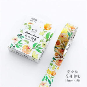 Planet Gates 211108 N Various Floral Foil Washi Tape DIY Decorative Masking Sticky Adhesive Tape For Scrapbooking & Phone Decoration