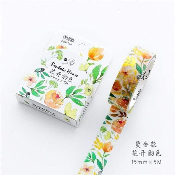 Planet Gates 211108 N Various Floral Foil Washi Tape DIY Decorative Masking Sticky Adhesive Tape For Scrapbooking & Phone Decoration