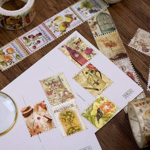 Planet Gates 211108 Retro Stamp Philately Series  Washi Tape Plant Mushroom Decorative Adhesive Tape DIY Scrapbooking Sticker Label