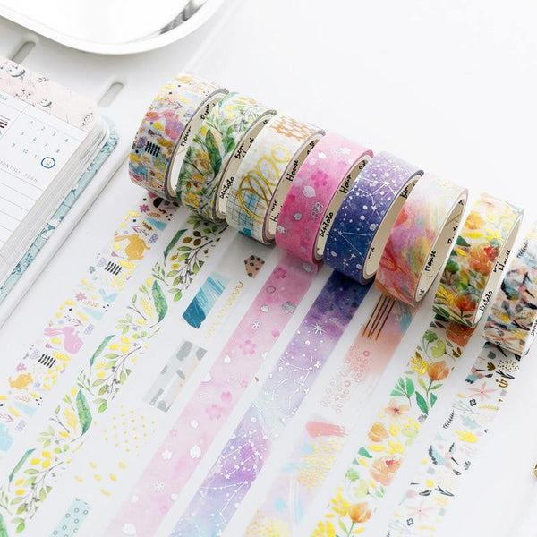 Planet Gates 211108 Various Floral Foil Washi Tape DIY Decorative Masking Sticky Adhesive Tape For Scrapbooking & Phone Decoration