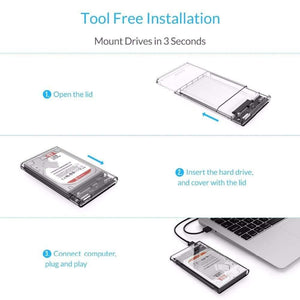 Planet Gates 2139U3 Hard Drive Enclosure 2.5 inch Transparent USB3.0 Hard Drive Enclosure Support UASP Protocol for 7-9.5 mm HDD