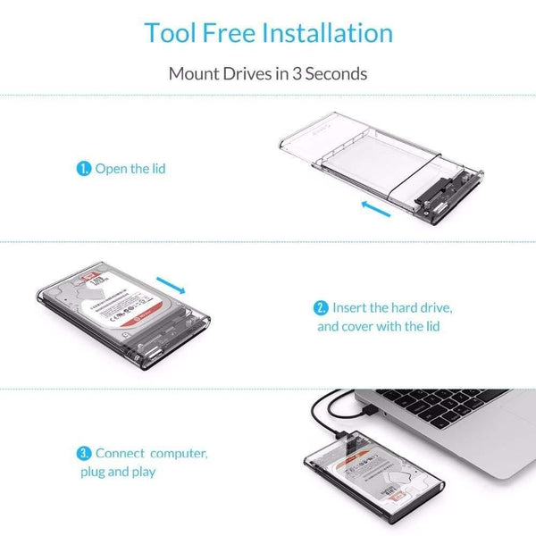 Planet Gates 2139U3 Hard Drive Enclosure 2.5 inch Transparent USB3.0 Hard Drive Enclosure Support UASP Protocol for 7-9.5 mm HDD