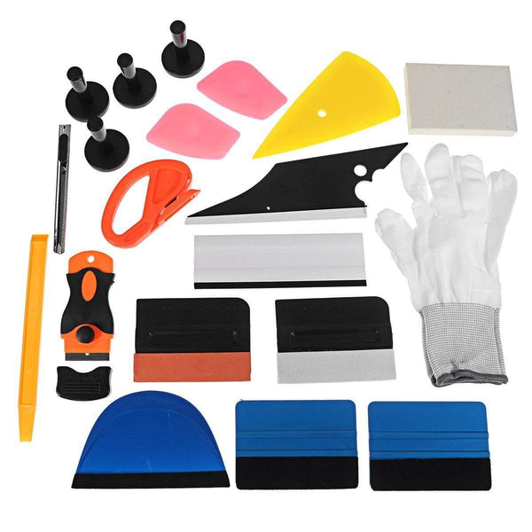 Planet Gates 21Pcs Professional Car Window Wrap Vinyl Tools Kit Scratch-free Squeegee Scraper Razor Glove Magnets Universal