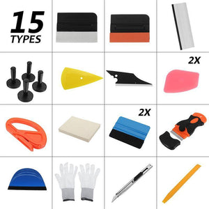 Planet Gates 21Pcs Professional Car Window Wrap Vinyl Tools Kit Scratch-free Squeegee Scraper Razor Glove Magnets Universal