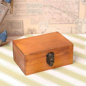 Planet Gates 21x14x10cm / Beige Vintage Solid Wood Box with Lock Jewelry Secret Diary Letters Storage Box Desktop Organization
