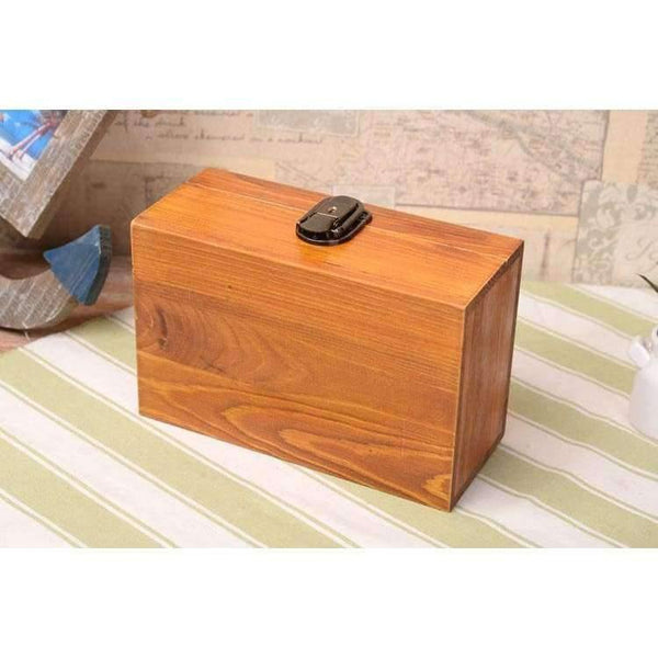 Planet Gates 21x14x10cm / Beige Vintage Solid Wood Box with Lock Jewelry Secret Diary Letters Storage Box Desktop Organization