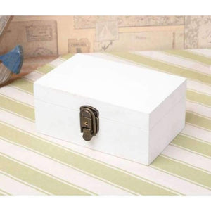 Planet Gates 21x14x10cm / White Vintage Solid Wood Box with Lock Jewelry Secret Diary Letters Storage Box Desktop Organization