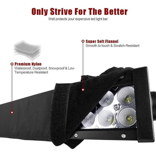 Planet Gates 22 32 42 52 inch LED Light Bar Cover Universal Straight & Curved Water resistant Dustproof Windproof Snowproof Protective Sleeve