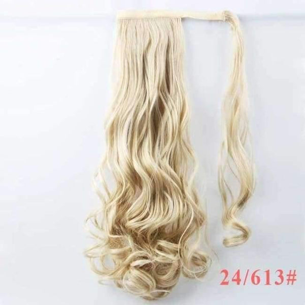 Planet Gates 22/613# / 22inches / China 22" Long Wave Clip In Hair Tail False Hair Ponytail Hairpiece With Hairpins Synthetic Wig Pony Tail Hair Extensions