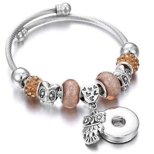 Planet Gates 22 Bracelets for 18mm Snaps Jewelry Elastic Silver Beaded Snap Bracelet Bangles Fit Snap Buttons Jewelry Charms Bracelet