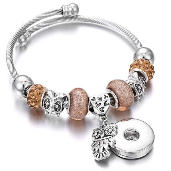 Planet Gates 22 Bracelets for 18mm Snaps Jewelry Elastic Silver Beaded Snap Bracelet Bangles Fit Snap Buttons Jewelry Charms Bracelet