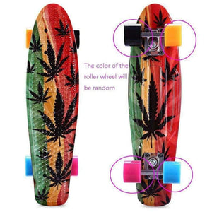 Planet Gates 22 inch Graffiti Maple Printing Maple Leaf Retro Skateboard Longboard Skate Board Mini Cruiser Long board Skatecycle