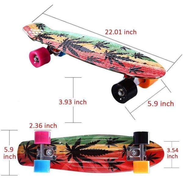 Planet Gates 22 inch Graffiti Maple Printing Maple Leaf Retro Skateboard Longboard Skate Board Mini Cruiser Long board Skatecycle