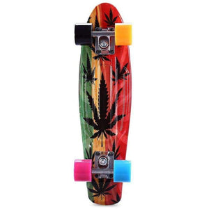 Planet Gates 22 inch Graffiti Maple Printing Maple Leaf Retro Skateboard Longboard Skate Board Mini Cruiser Long board Skatecycle
