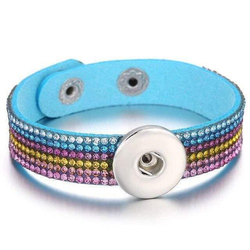 Planet Gates 22 Jewelry Rhinestone Leopard Leather 18mm Snap Button Bracelet Couple Punk Leather Bracelet Armband Snap Jewelry