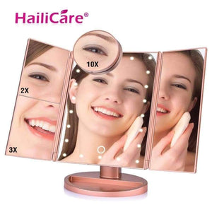 Planet Gates 22 LED Touch Screen Makeup Mirror 1X 2X 3X 10X  Magnifying Mirrors 4 in 1 Tri-Folded  Desktop Mirror Lights Health Beauty Tool