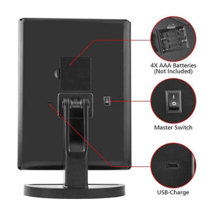 Planet Gates 22 LED Touch Screen Makeup Mirror 1X 2X 3X 10X  Magnifying Mirrors 4 in 1 Tri-Folded  Desktop Mirror Lights Health Beauty Tool