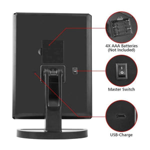 Planet Gates 22 LEDs Folding Lamp Luminous Makeup Mirror 1X/2X/3X/10X Magnifying 180 degree Rotating Adjustable Tabletop Cosmetic Mirrors