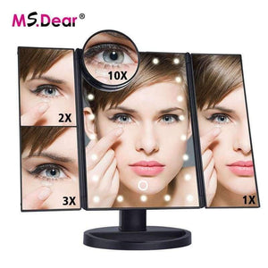 Planet Gates 22 LEDs Folding Lamp Luminous Makeup Mirror 1X/2X/3X/10X Magnifying 180 degree Rotating Adjustable Tabletop Cosmetic Mirrors