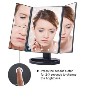 Planet Gates 22 LEDs Folding Lamp Luminous Makeup Mirror 1X/2X/3X/10X Magnifying 180 degree Rotating Adjustable Tabletop Cosmetic Mirrors