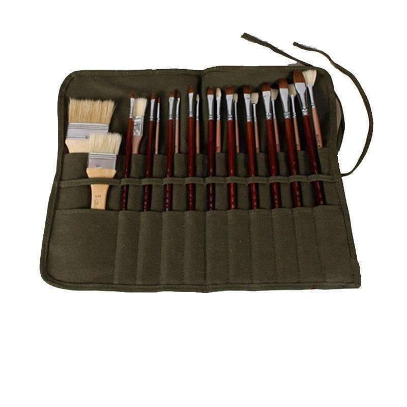 Planet Gates 22-Slot Double Layer Canvas Art Pencil Writing Brush Pen Roll Up Storage Wrap Organizer Case Bag Pouch Artist Supplies