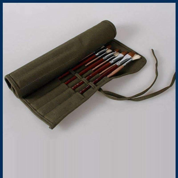 Planet Gates 22-Slot Double Layer Canvas Art Pencil Writing Brush Pen Roll Up Storage Wrap Organizer Case Bag Pouch Artist Supplies