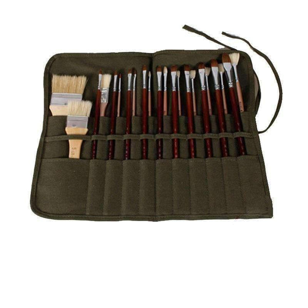 Planet Gates 22-Slot Double Layer Canvas Art Pencil Writing Brush Pen Roll Up Storage Wrap Organizer Case Bag Pouch Artist Supplies