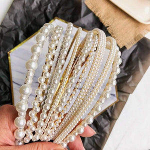 22 Styles Simulation Pearl Hairbands Women Hair Accessories Korean Handmade Bow Flower Hoops Headband Wedding Ornaments