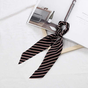 Women Streamers Scrunchies Polka Dot Floral Print Elastic Bow Hair Rope Girl Hair Ties Korean Sweet Hair Accessories Headwear