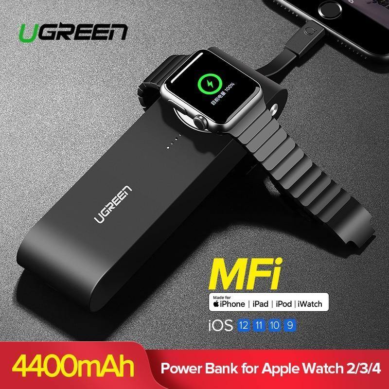 Planet Gates 2200mAh Black Ugreen Wireless Charger Power Bank 4400mAh for Apple Watch 4/3/2 iPhone X 8 External Battery Charger for Mobile Phones Poverbank