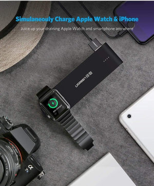 Planet Gates 2200mAh Black Ugreen Wireless Charger Power Bank 4400mAh for Apple Watch 4/3/2 iPhone X 8 External Battery Charger for Mobile Phones Poverbank