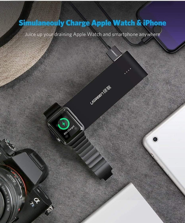 Planet Gates 2200mAh Black Ugreen Wireless Charger Power Bank 4400mAh for Apple Watch 4/3/2 iPhone X 8 External Battery Charger for Mobile Phones Poverbank