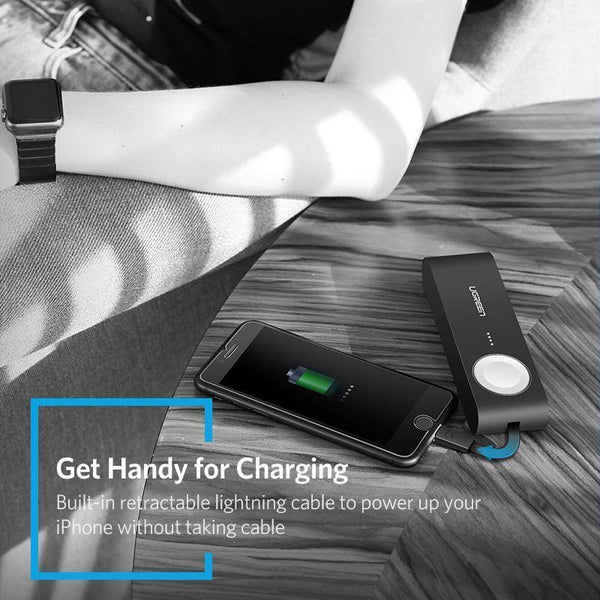 Planet Gates 2200mAh Black Ugreen Wireless Charger Power Bank 4400mAh for Apple Watch 4/3/2 iPhone X 8 External Battery Charger for Mobile Phones Poverbank