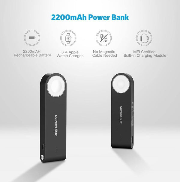 Planet Gates 2200mAh Black Ugreen Wireless Charger Power Bank 4400mAh for Apple Watch 4/3/2 iPhone X 8 External Battery Charger for Mobile Phones Poverbank
