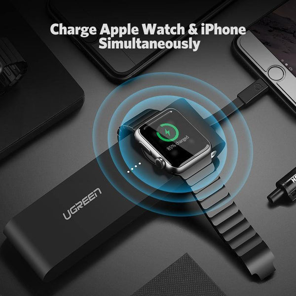 Planet Gates 2200mAh Black Ugreen Wireless Charger Power Bank 4400mAh for Apple Watch 4/3/2 iPhone X 8 External Battery Charger for Mobile Phones Poverbank