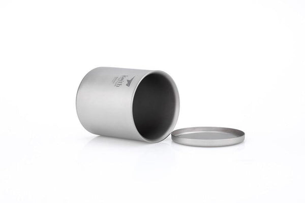 Planet Gates 220ml Ti3301 Pure Titanium Vacuum Tea Cups Double Wall Water Mugs Outdoor Camping Travel Picnic Tableware Utensils With Titanium Lid