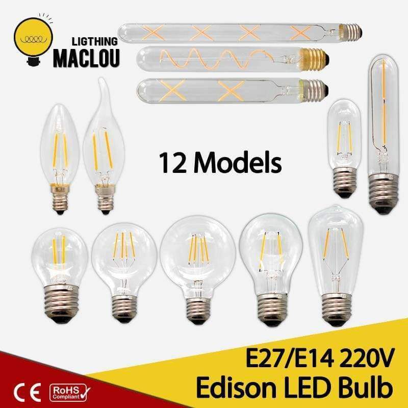 Planet Gates 220V 1W E14 MACLOU E27 E14 Antique Retro Edision Led Bulb 2W 4W 6W Vintage Led Incandescent Lamp 220v Warm White  Light Glass Filament Lamp