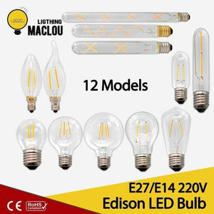 Planet Gates 220V 1W E14 MACLOU E27 E14 Antique Retro Edision Led Bulb 2W 4W 6W Vintage Led Incandescent Lamp 220v Warm White  Light Glass Filament Lamp