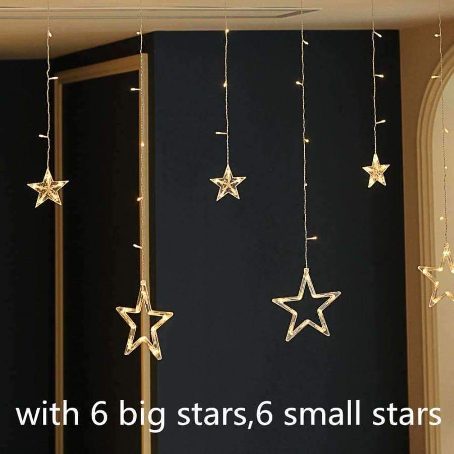 Planet Gates 220V Holiday Lighting 138 LED Fairy Star Moon Curtain String luminarias Garland Decoration Christmas Wedding Light